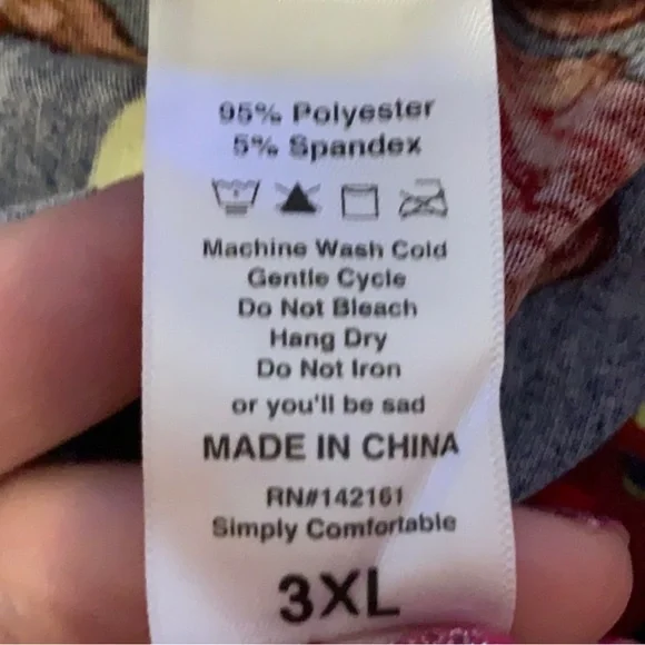 LuLaRoe Long Sleeve Top - Navy, Red, White Floral - Picture 5 of 5